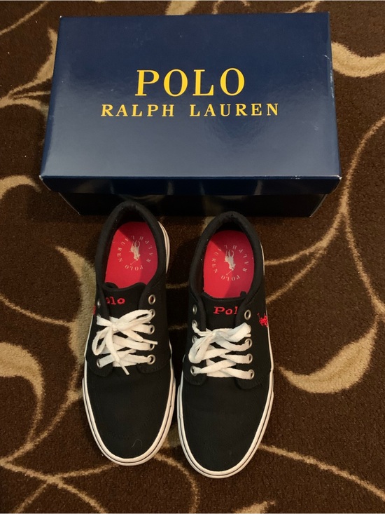 Polo Ralph Lauren Other - Polo by Ralph Lauren Black Canvas Sneakers with White Laces